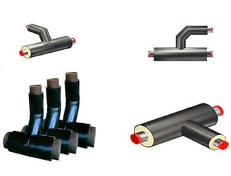 預(yù)制直埋保溫管件主要包括保溫彎頭、保溫三通、保溫異徑管等。采用的是聚氨酯泡沫的保溫技術(shù)。聚氨酯泡沫具有良好的機(jī)械性能和絕熱性能，通常情況下可耐溫120℃，通過(guò)改性或與其它隔熱材料組合可耐溫180℃。預(yù)